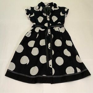 Cato Black and White Buttoned Sundress with Puff Cap Sleeves
